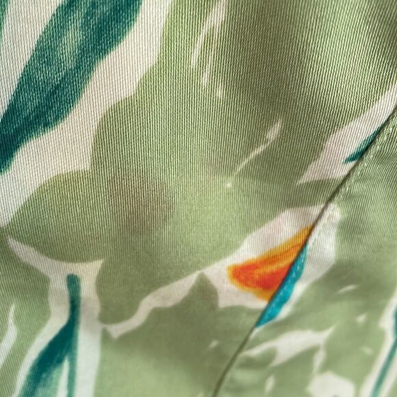 Vtg 80s/90s Alexander Campbell  green sleeveless sheath dress with tulip design - Picture 10 of 12
